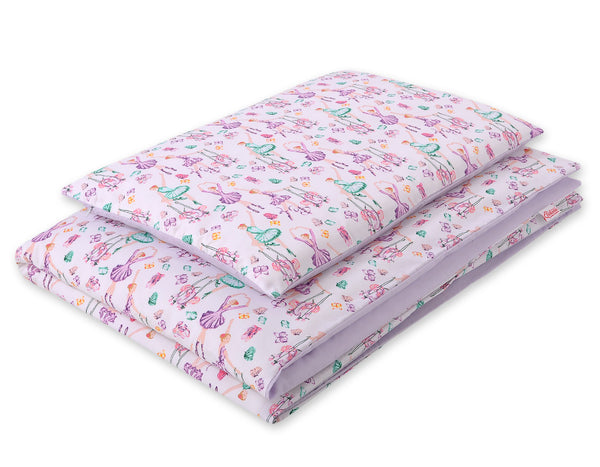 Bobono - Vauvan puuvillainen vuodevaatesetti 2 osaa 140x200 Junior - ballerinat lila