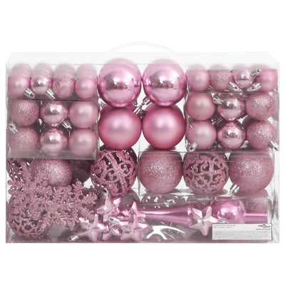 111-osainen Joulupallosarja pinkki polystyreeni