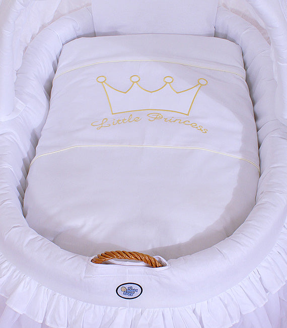 My Sweet Baby - Valkoinen Little Princess Moses-kori/rottinkikehto hupulla