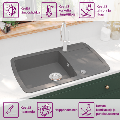 Harmaa keittiön pesuallas Hardut (graniitti)