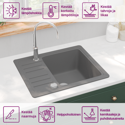 Harmaa keittiön pesuallas Renati (graniitti)