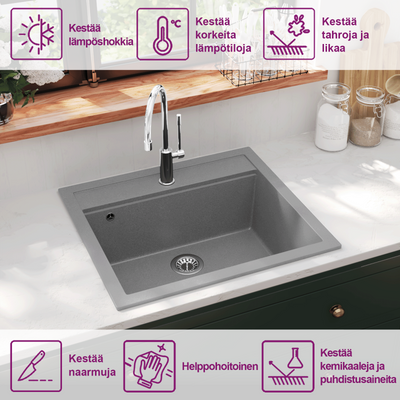 Harmaa graniitti keittiön pesuallas Sevica