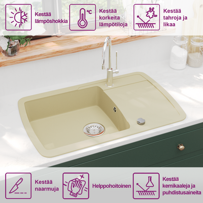 Valkoinen keittiön pesuallas Hardut (graniitti)