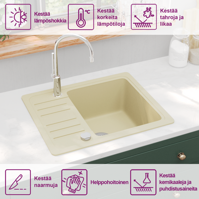 Beige keittiön pesuallas Renati (graniitti)