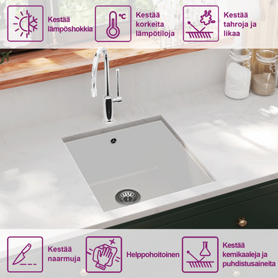 Valkoinen keittiön pesuallas Hunor_Zsolt (graniitti)