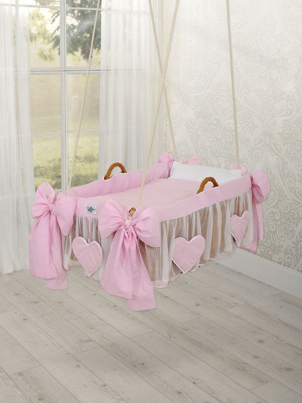 My Sweet Baby - Moses Basket riippokehto - vaaleanpunainen ruutu