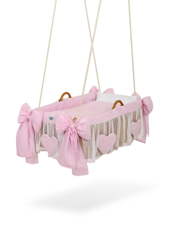 My Sweet Baby - Moses Basket riippokehto - vaaleanpunainen ruutu