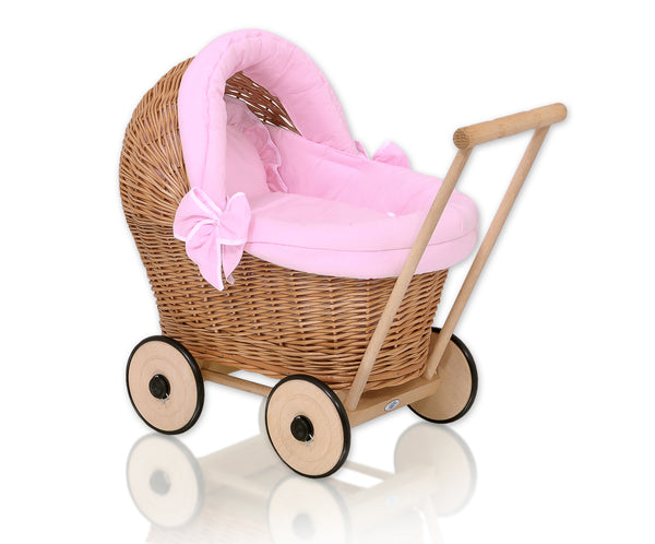 My Sweet Baby - Stella nuken vaunut vaaleanpunaisilla vuodevaatteilla ja pehmeällä pehmusteella - luonnollinen