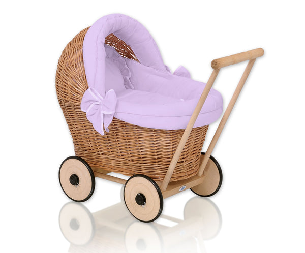 My Sweet Baby - Stella pajunukkevaunut liiloilla vuodevaatteilla ja pehmeällä pehmusteella - luonnonvärinen
