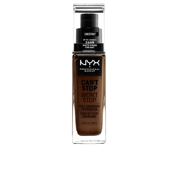 Nyx Professional Make Up - Can't Stop Won't Stop full coverage foundation #chestnut 30 ml