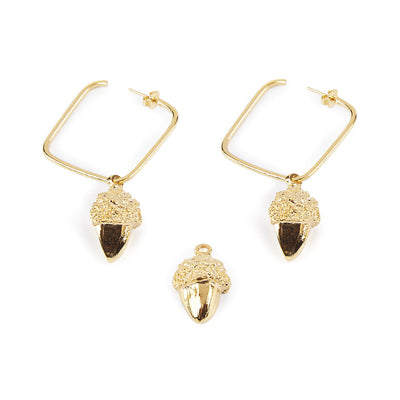 Square Acorn Earrings #Shiny Gold 1 U