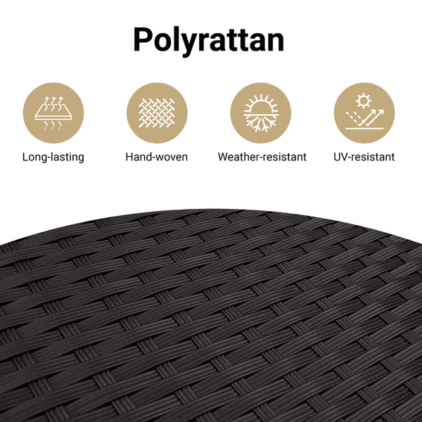 Musta puutarhapenkki kallistuva tyynyillä Eliodora (polyrottinki)