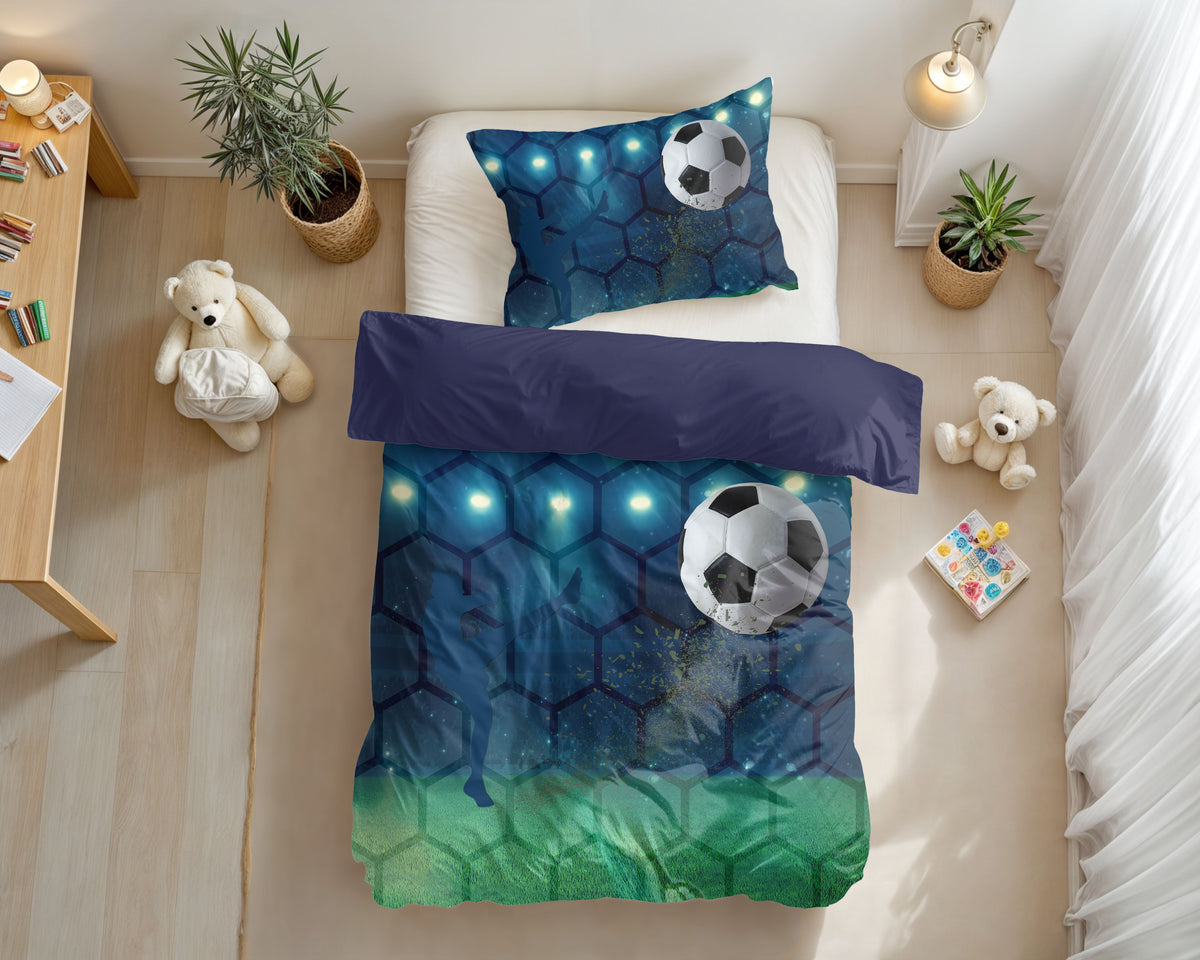 Lasten Pussilakanasetti Live football Sininen 140 x 200/220