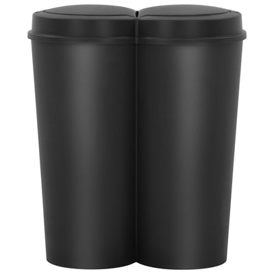 2-osainen roskakori musta 50 l