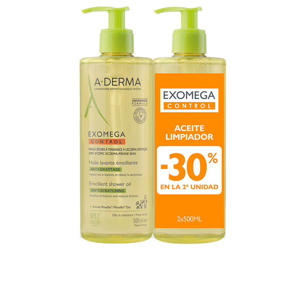 A-derma - Exomega Control emollient shower oil pack 2 x 500 ml