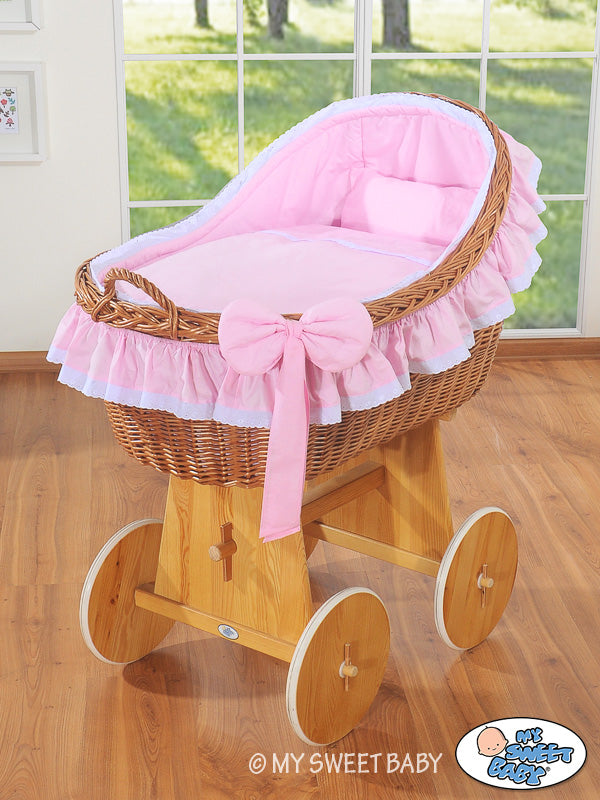 My Sweet Baby - Carina korikehto kuomulla, luonnollinen + pinkki vuodevaatesetti