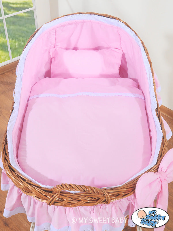 My Sweet Baby - Carina korikehto kuomulla, luonnollinen + pinkki vuodevaatesetti