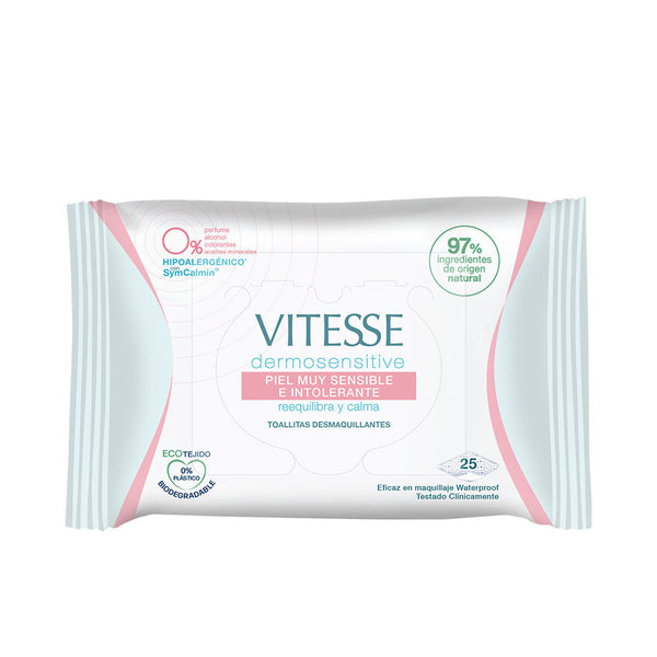 Vitesse - Dermosensitive makeup remover wipes rebalance and soothe 25 units