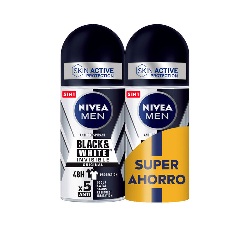 Nivea - Men Black &amp; White Invisible Original roll on pack 2 x 50 ml