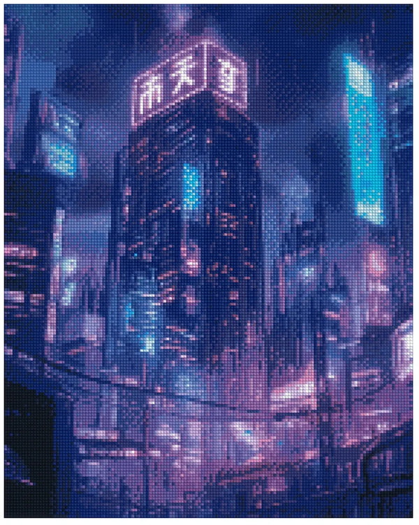 Cyberpunk Skyline 40x50cm - Timanttimaalaus