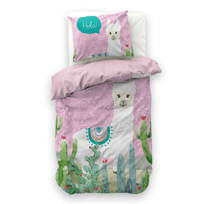Lasten Pussilakanasetti Hola lama Vaaleanpunainen 140 x 200/220