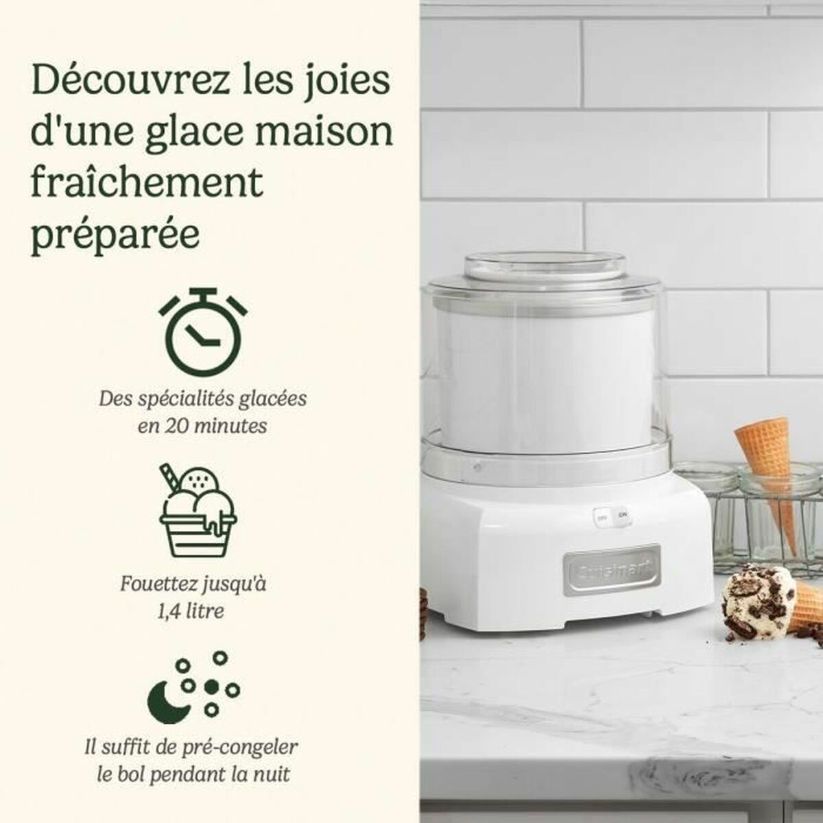 Cuisinart jäätelökone 1,4 L valkoinen