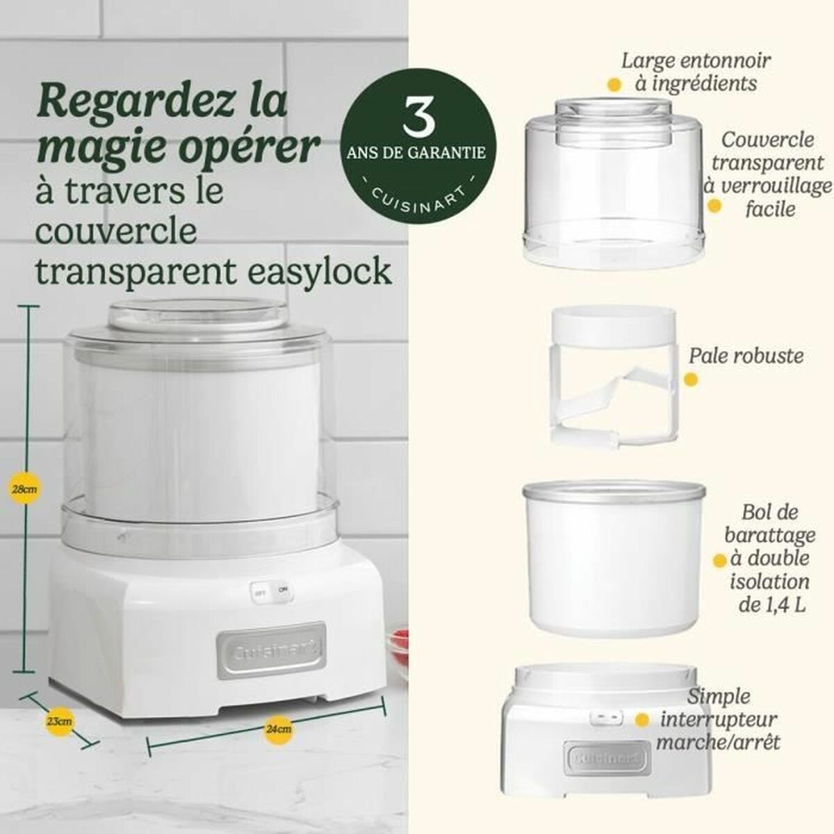 Cuisinart jäätelökone 1,4 L valkoinen