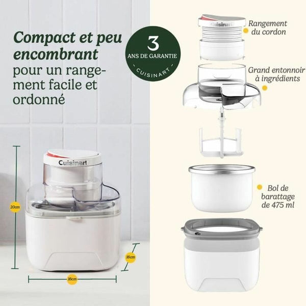 Cuisinart jäätelökone valkoinen 12 W 473 ml