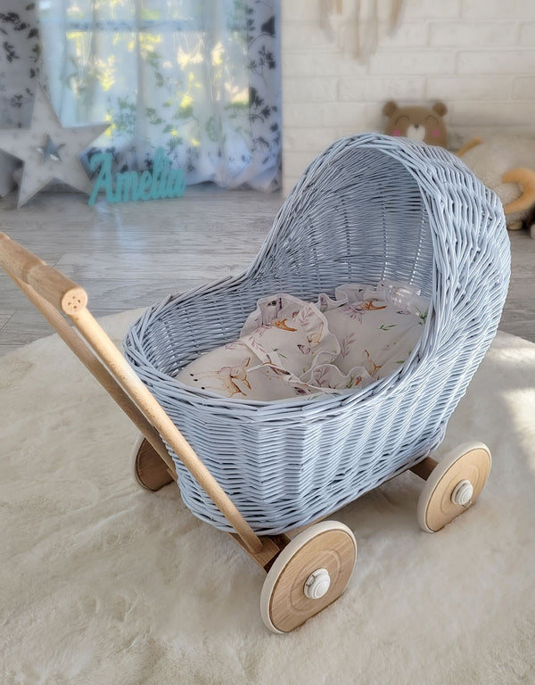 My Sweet Baby - Nuken rottinkiset työntövaunut - sininen