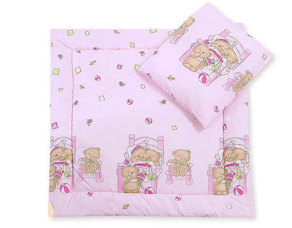 Vauvan peitto 77x77cm ja tyyny - Teddies pink