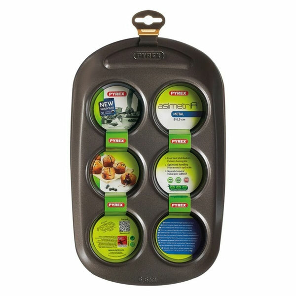 Pyrex muffinssivuoka 6 kupille, ruskea
