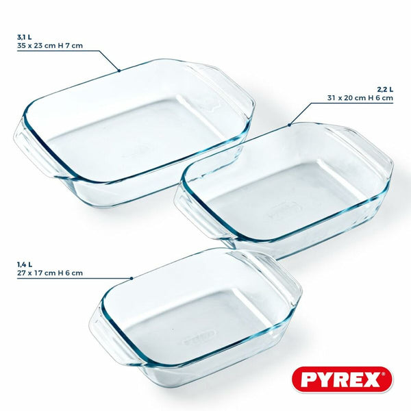 Pyrex Uunivuokasetti 3 Kpl Läpinäkyvä
