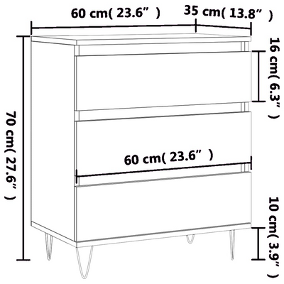 Betoninharmaa senkki Laurentina 60x35x70cm (puinen)