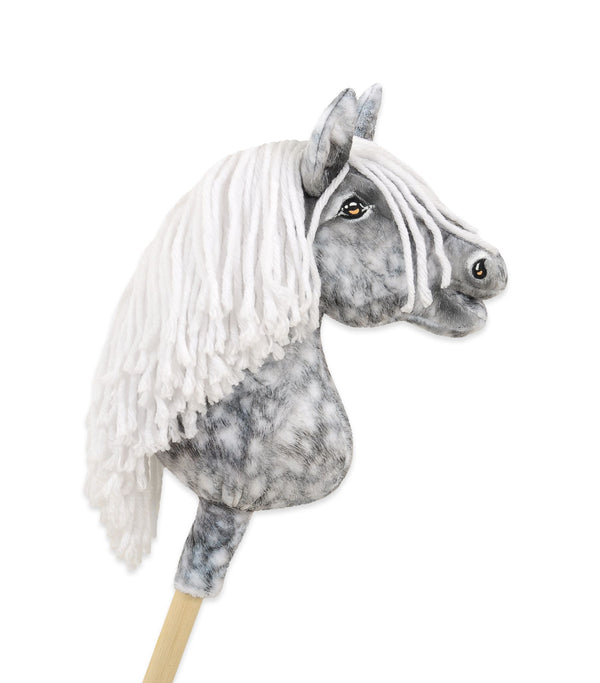 Super Hobby Horse - Super Hobby Horse Premium keppihevonen pilkullinen harmaa hevonen valkoisella harjalla A4
