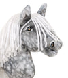Super Hobby Horse - Super Hobby Horse Premium keppihevonen pilkullinen harmaa hevonen valkoisella harjalla A4