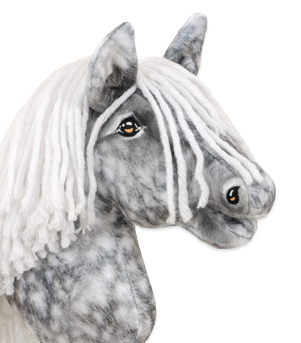 Super Hobby Horse - Super Hobby Horse Premium keppihevonen pilkullinen harmaa hevonen valkoisella harjalla A4