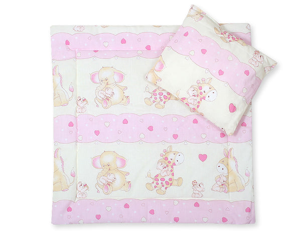 Vauvan peitto 77x77cm ja tyyny - pink giraffes