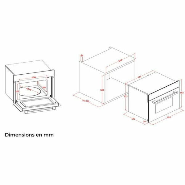 Continental Edison sisäänrakennettu mikroaaltouuni, musta - Vuodevaatteet.fi