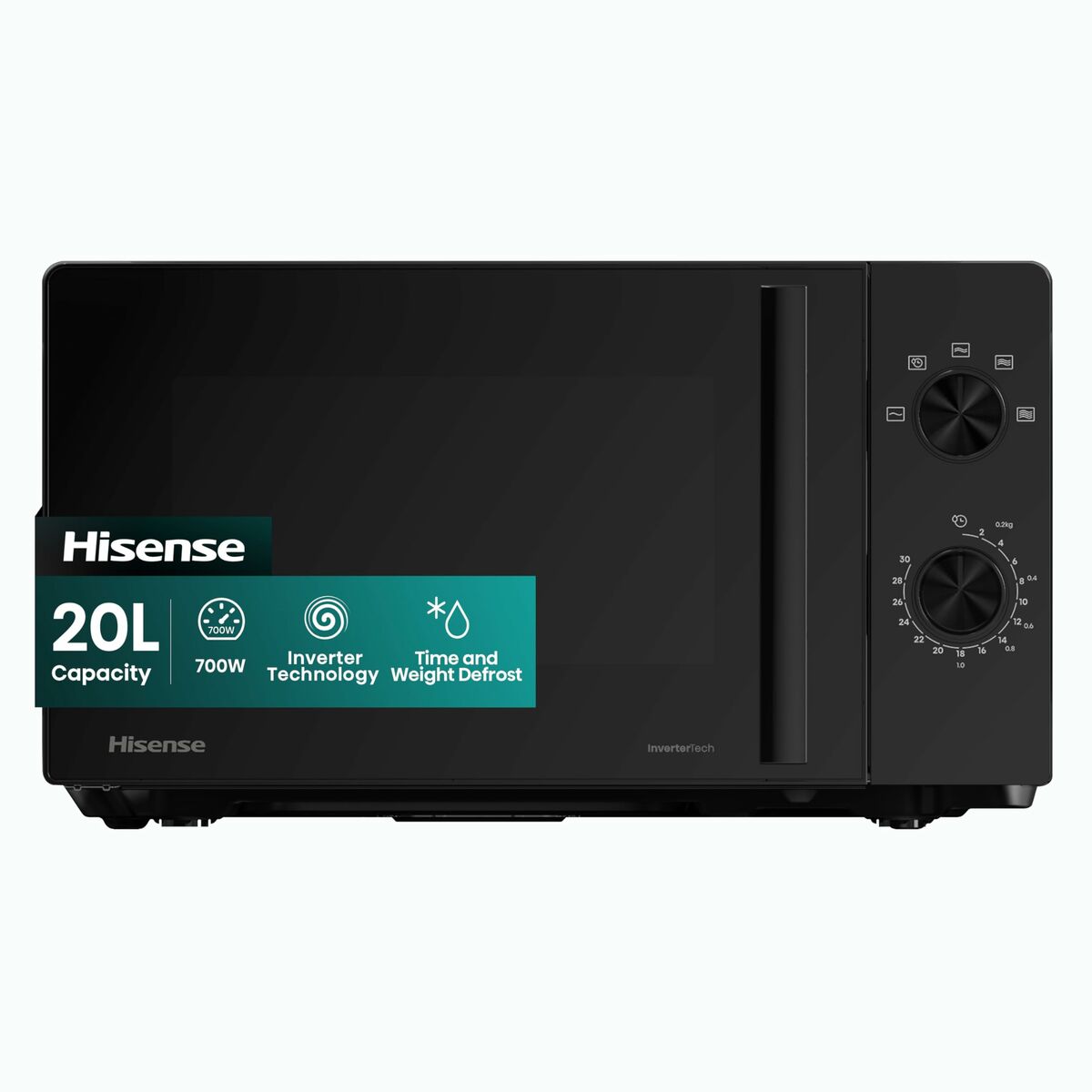 Hisense musta mikroaaltouuni 700W, 20L - Vuodevaatteet.fi