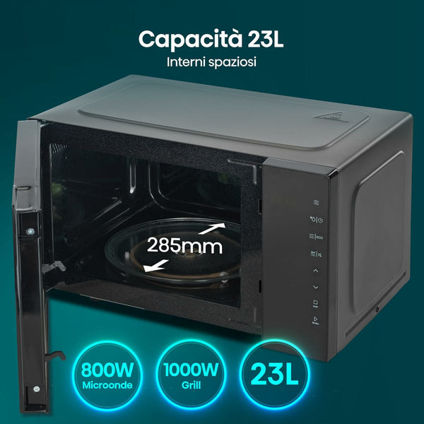 Hisense musta mikroaaltouuni grillillä 23L - Vuodevaatteet.fi