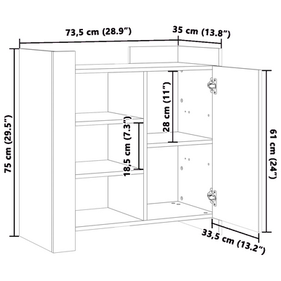 Betoninharmaa senkki Enoh 73,5x35x75cm (puinen)