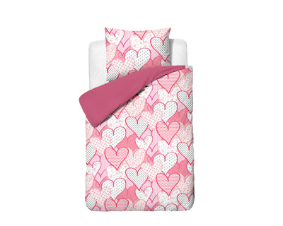 Lasten Pussilakanasetti Hearts love Vaaleanpunainen 140 x 200/220