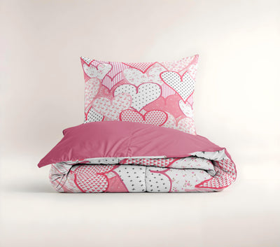 Lasten Pussilakanasetti Hearts love Vaaleanpunainen 140 x 200/220