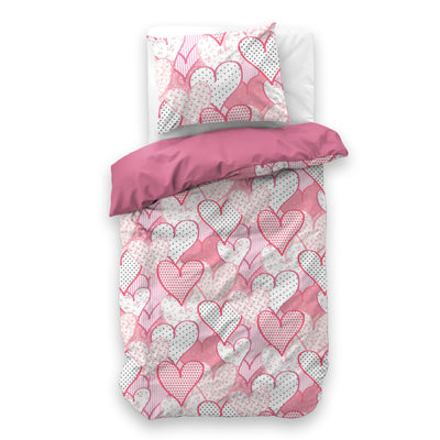 Lasten Pussilakanasetti Hearts love Vaaleanpunainen 140 x 200/220