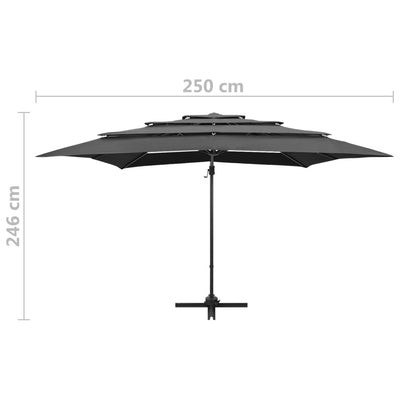 4-tasoinen aurinkovarjo alumiinitanko antrasiitti 250x250 cm