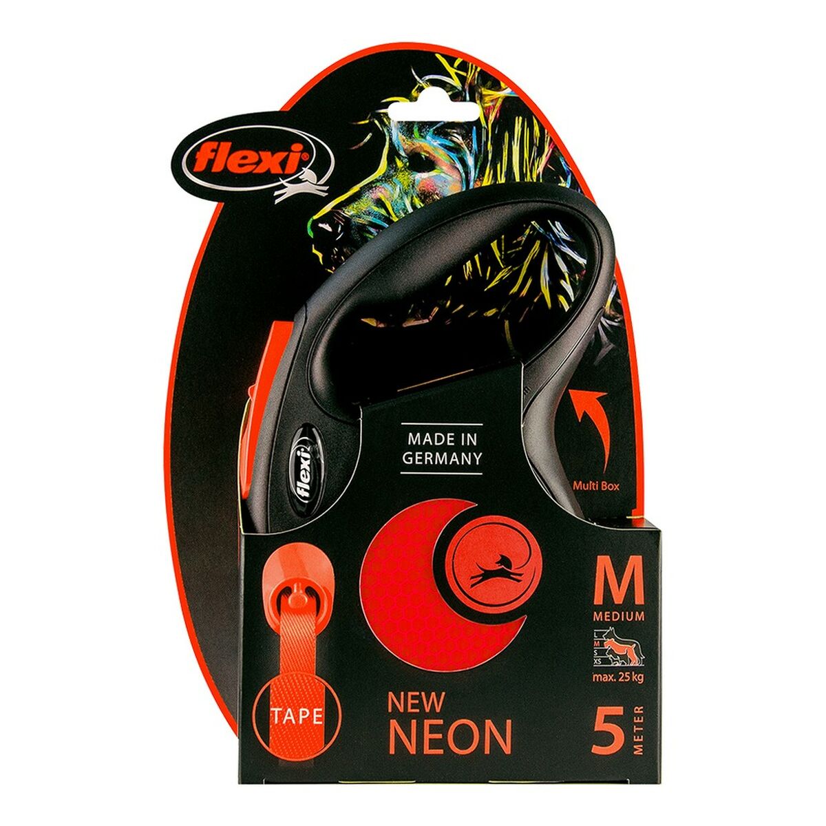Koiran talutushihna Flexi Neon 5m Oranssi Koko M