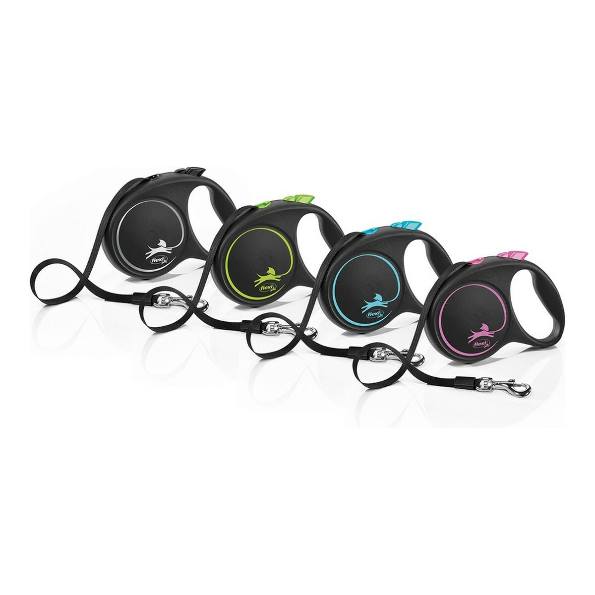 Flexi Black Design koiran talutushihna, musta/pinkki, koko S