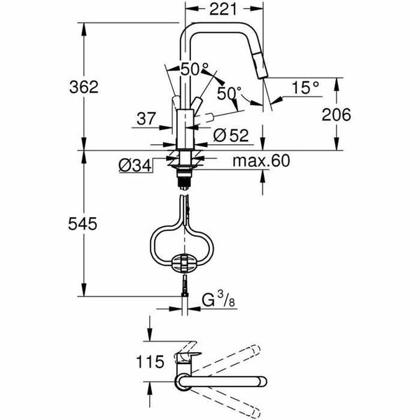 Grohe QuickFix Start Metalli Sekoitushana