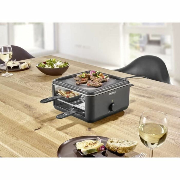 Severin raclette-grilli 4 hengelle, musta - Vuodevaatteet.fi