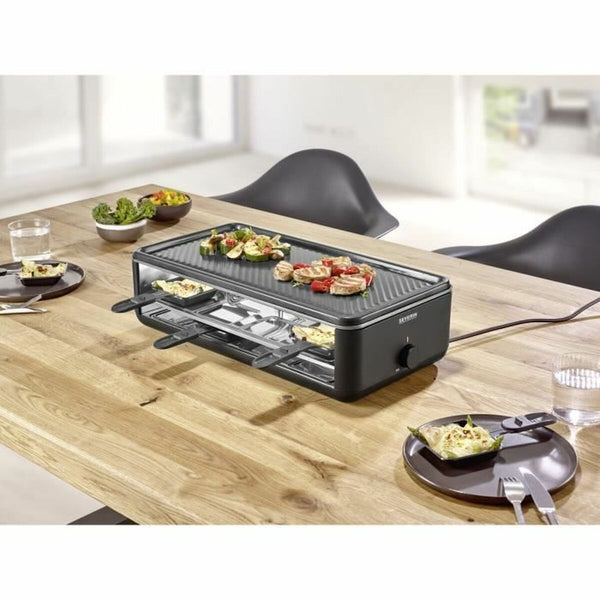 Severin Raclette-grilli 8 henkilölle, musta - Vuodevaatteet.fi